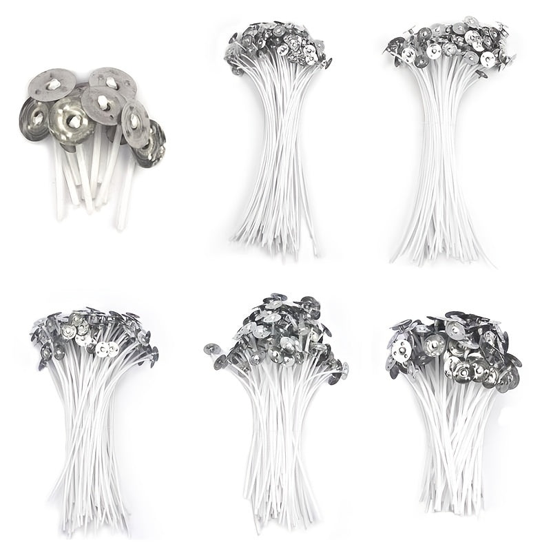 50pcs 2.6-20cm Premium Smokeless Candle Wicks - Pure Cotton Core for DIY Candle Making, Pre-Waxed, Party Supplies, Easy to Use, High-Quality, and Durable
