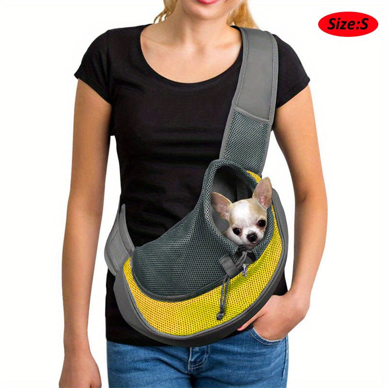 High-Visibility Reflective Pet Sling Carrier - Soft-Breathable Mesh, Secure Travel Companion for Puppies, Kittens & Small Animals - Perfect for Outdoor Adventures