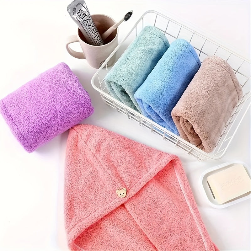 Super Absorbent Microfiber Hair Towel - Quick Drying Hair Wrap Cap with Soft Headband for Frizz-Free Hair