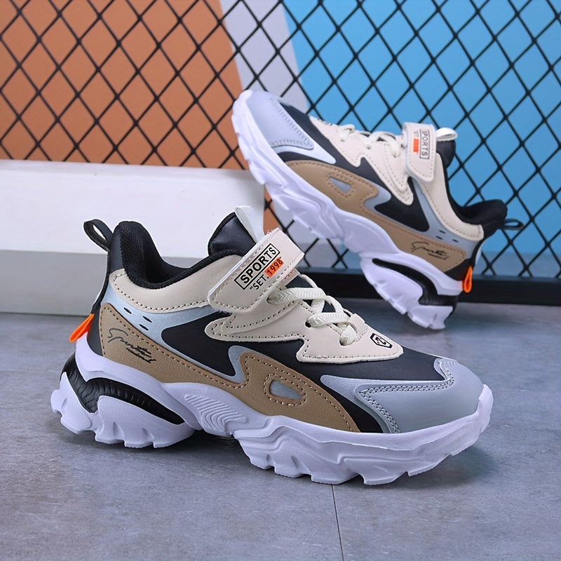 Boys Soft-soled Sneakers, Lightweight Breathable Non-slip Hook-and-loop Fastener Casual Shoes