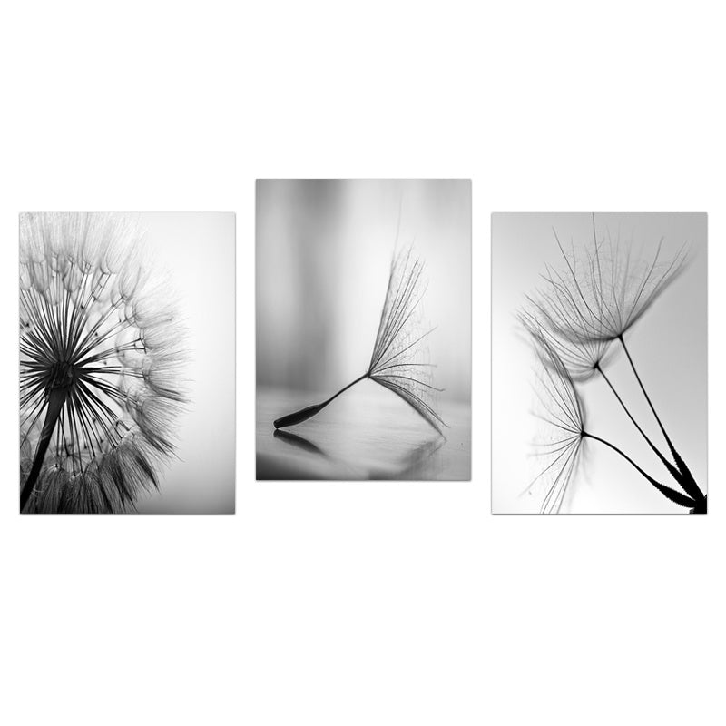 3pcs Black White Dandelion Flower Wall Poster, Wall Canvas, Canvas Painting, 15.7*23.6in Frameless