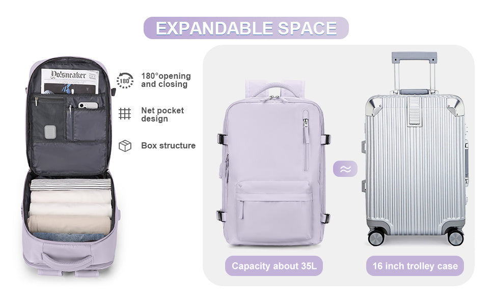 Large Travel Backpack, Carry On Backpack, Hiking Laptop Backpack Waterproof Outdoor Sports Rucksack Casual Daypack School Bag