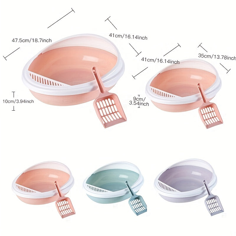 Pet Semi-Enclosed Cat Litter Box Detachable Cat Toilet with Cat Litter Shovel