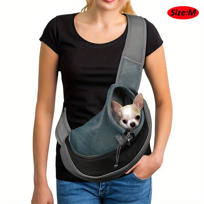 High-Visibility Reflective Pet Sling Carrier - Soft-Breathable Mesh, Secure Travel Companion for Puppies, Kittens & Small Animals - Perfect for Outdoor Adventures