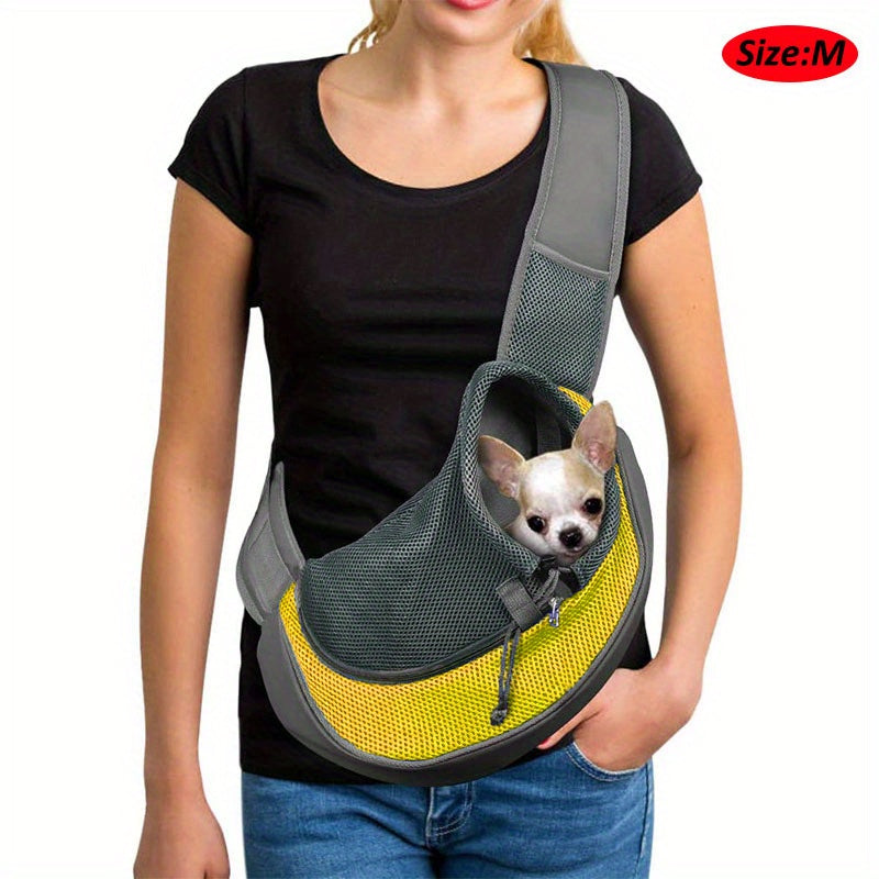 High-Visibility Reflective Pet Sling Carrier - Soft-Breathable Mesh, Secure Travel Companion for Puppies, Kittens & Small Animals - Perfect for Outdoor Adventures