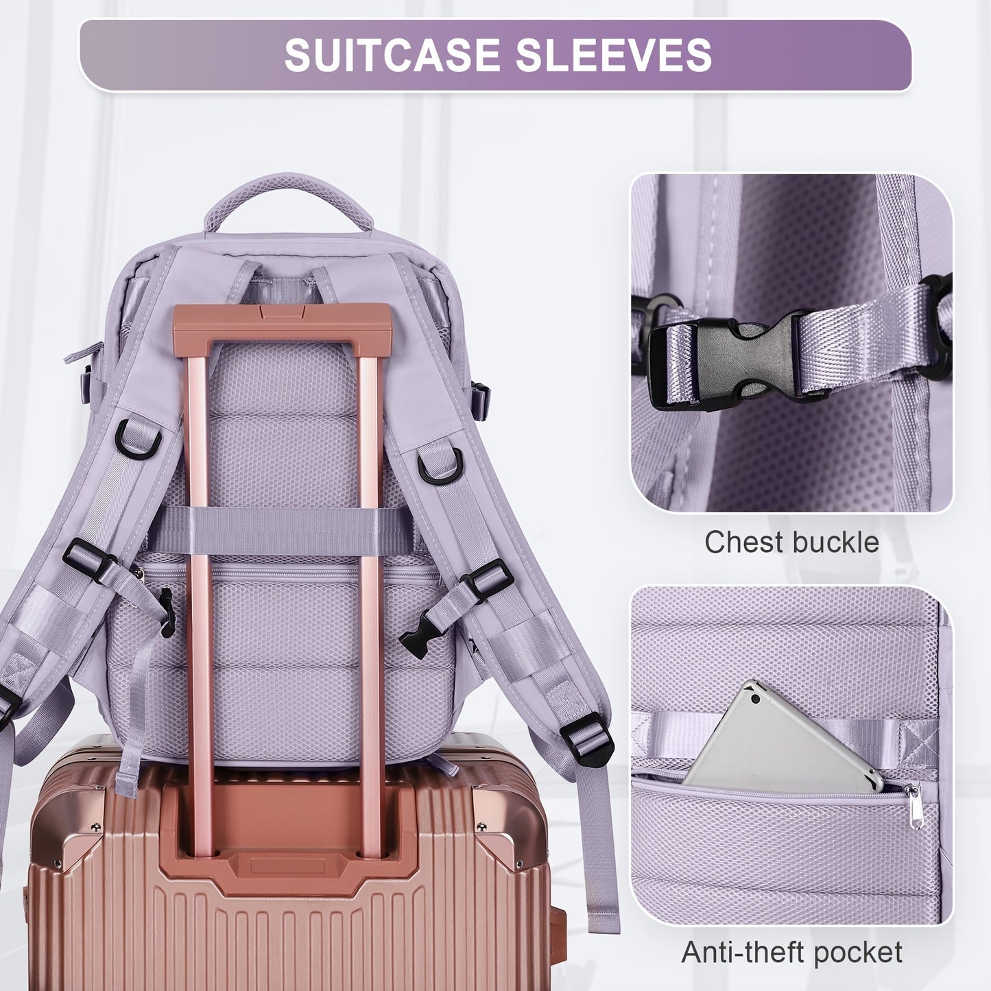 Large Travel Backpack, Carry On Backpack, Hiking Laptop Backpack Waterproof Outdoor Sports Rucksack Casual Daypack School Bag