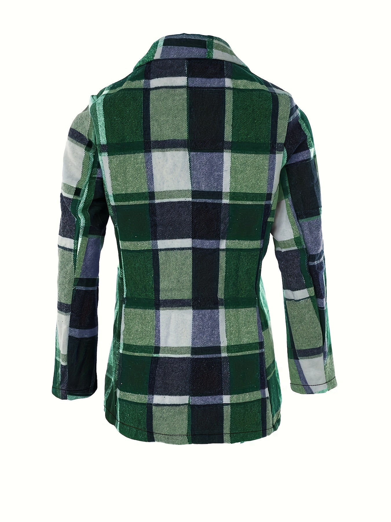 Plaid Button Down Long Sleeve Lapel Coat, Fashion Winter Blazer, Women's Clothing