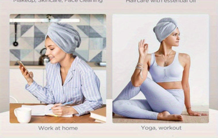 Super Absorbent Microfiber Hair Towel - Quick Drying Hair Wrap Cap with Soft Headband for Frizz-Free Hair