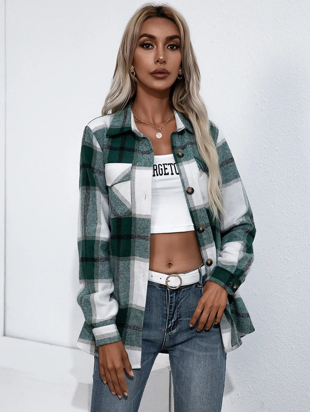 Autumn/Winter 2024 Simple Fashion Comfortable Lapel Check Street Hipster Plaid Coat Women's Wool