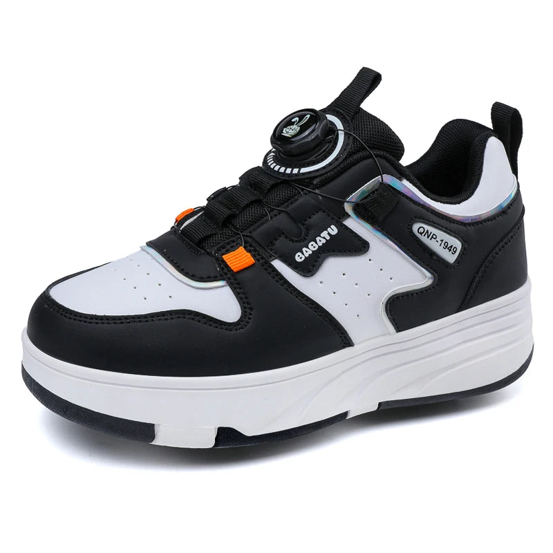 Unisex Kick Roller Shoes Factory Price Breathable Leather Upper Safe Young Two-Wheeled Outdoor Skate Roller Shoes Various Colors