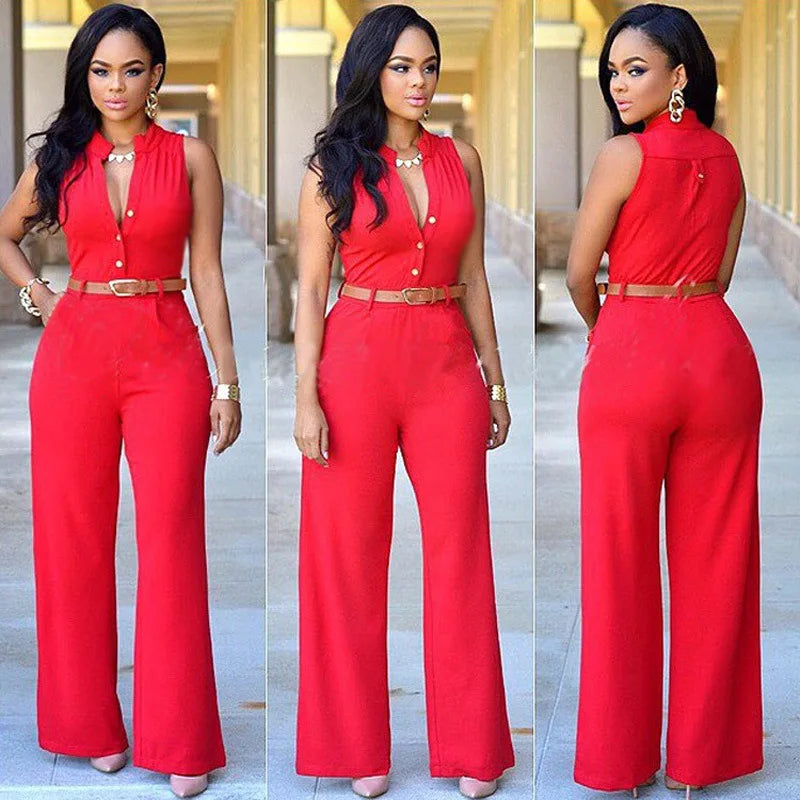 Jumpsuit Women 2021 Europe New single-breasted High Waist Belt wide-legged Pants Jumpsuits Rompers Womens Slim Jumpsuits ZSW2197