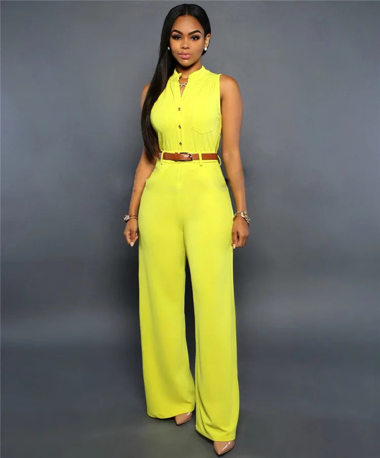 Jumpsuit Women 2021 Europe New single-breasted High Waist Belt wide-legged Pants Jumpsuits Rompers Womens Slim Jumpsuits ZSW2197