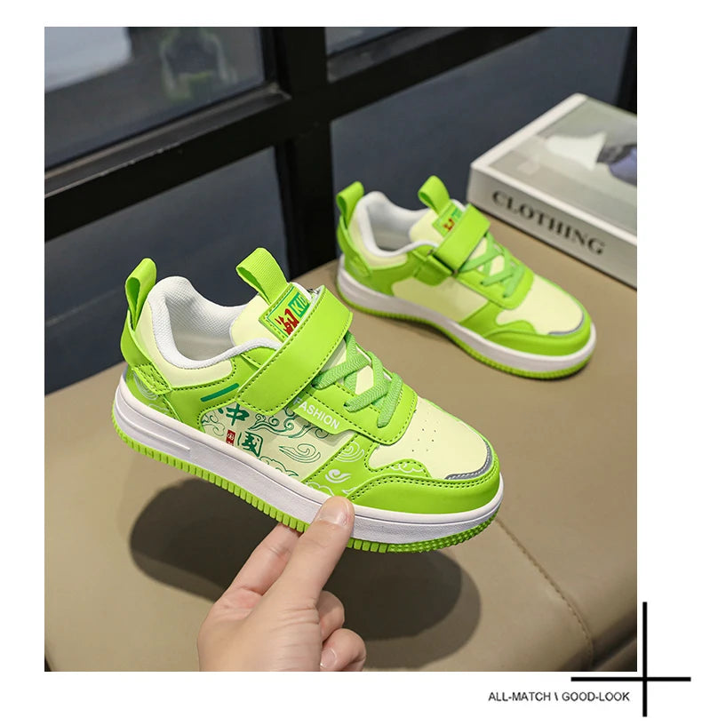 Boys classic board shoes spring children's sports shoes 2024 new primary school students Velcro non-slip casual shoes