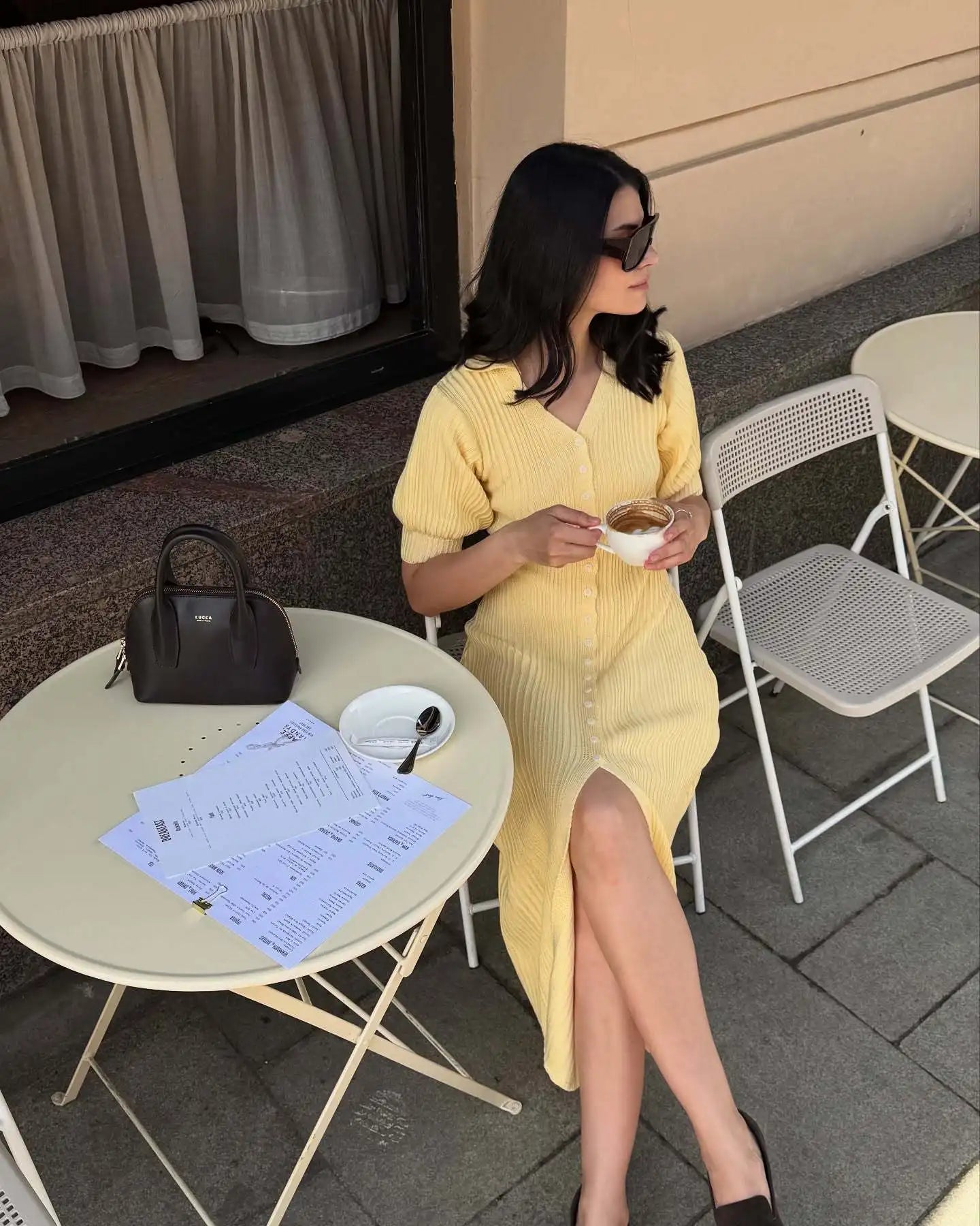 Tornova Fashion Cardigan Long Knitted Dress For Women Puff Sleeve Retro Fashion Sweater Dress 2025 Summer Sexy Vacation Dress