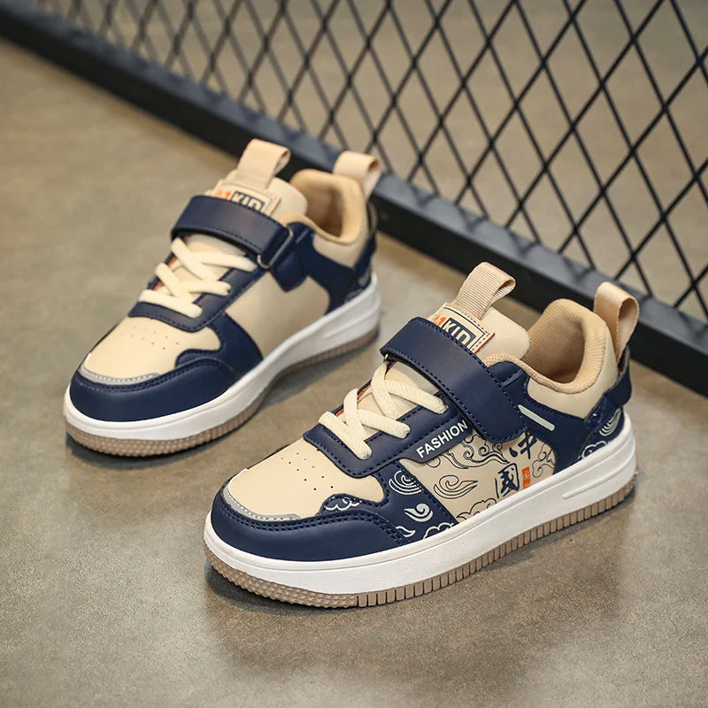 Boys classic board shoes spring children's sports shoes 2024 new primary school students Velcro non-slip casual shoes