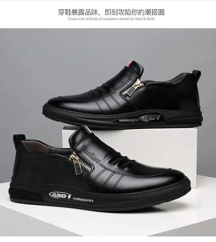 Casual Leather Shoes Men Loafers Trend Brand Business Shoes Autumn Slip on Flat Man Sneakes Comfortable Moccasins Zapatos Hombre