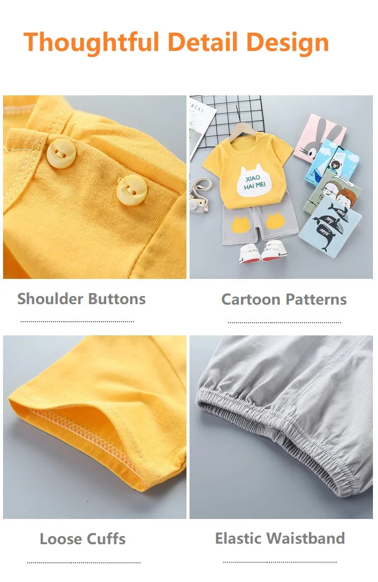 2PCS Children's Sets mother Kids Clothes Boys Girl T-shirt Shorts Summer Cotton Short sleeve Baby Children Clothing Toddler Suit