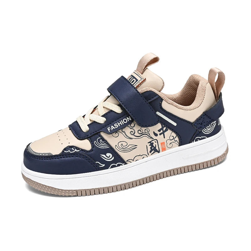 Boys classic board shoes spring children's sports shoes 2024 new primary school students Velcro non-slip casual shoes