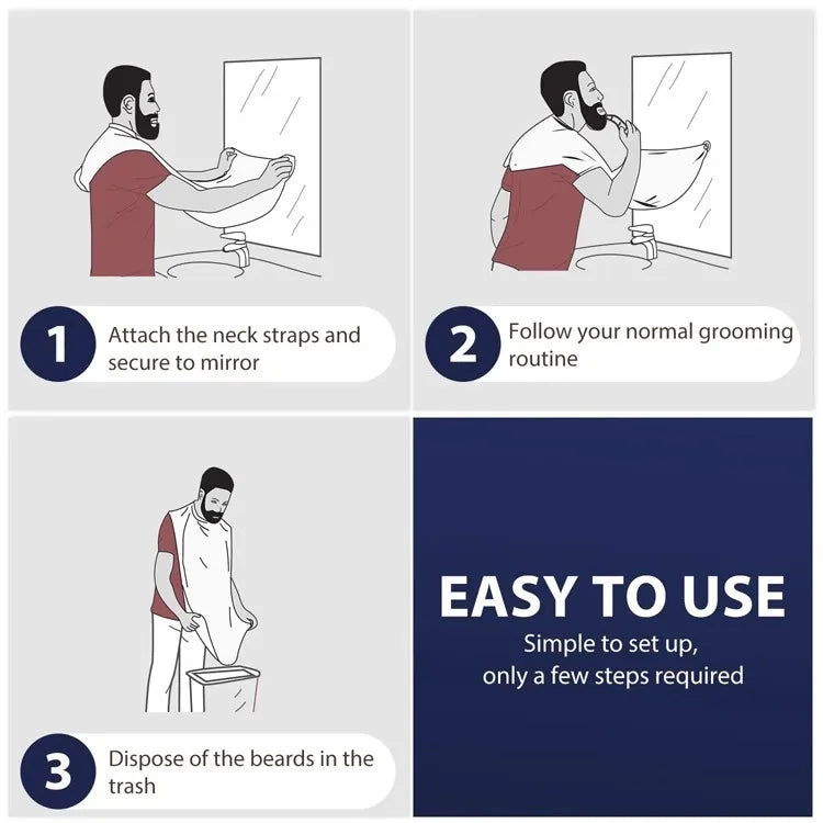 Men's Shaving Apron Beard Collector Easy Bathroom Care Tool Clean Hair Adult Bibs Shaver Holder Organizer Gift for Man