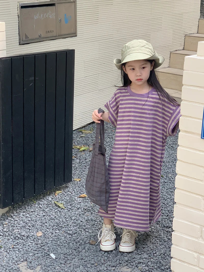 MILANCEL Summer Kids Clothing Set Striped Tee And Shorts Boys Casual Suit Girl Long Dress Brother And Sister Clothes