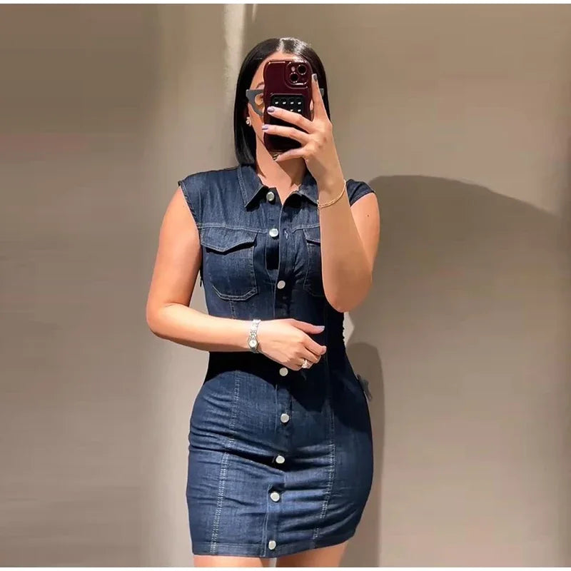 Retro Pleated Long Dresses with Sleeves Women Vintage Single-breasted Slim Female Dress 2025 Spring Summer Lady Street Vestidos