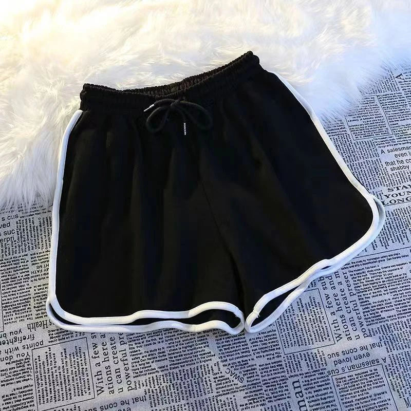 Striped Sports Shorts Women Korean Fashion Casual Mini Shorts Summer Simple Loose Wide Leg Shorts Ladies New