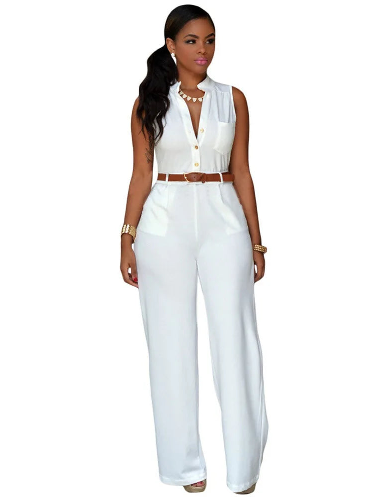 Jumpsuit Women 2021 Europe New single-breasted High Waist Belt wide-legged Pants Jumpsuits Rompers Womens Slim Jumpsuits ZSW2197