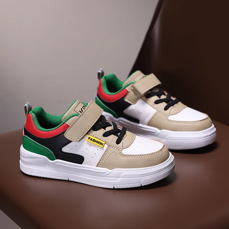 Children's sports shoes waterproof student casual shoes girls flat bottomed leather board shoes boys running shoes