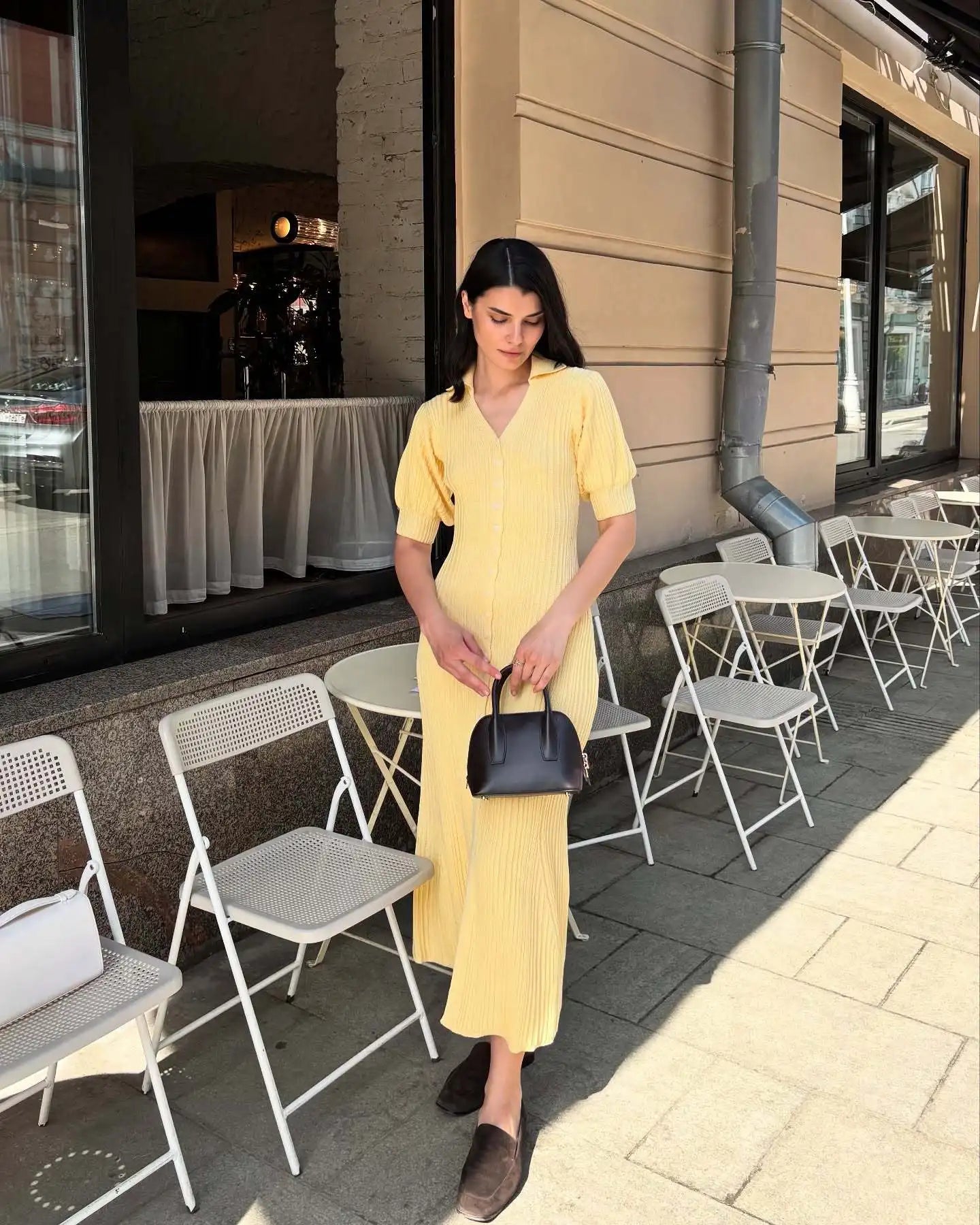 Tornova Fashion Cardigan Long Knitted Dress For Women Puff Sleeve Retro Fashion Sweater Dress 2025 Summer Sexy Vacation Dress