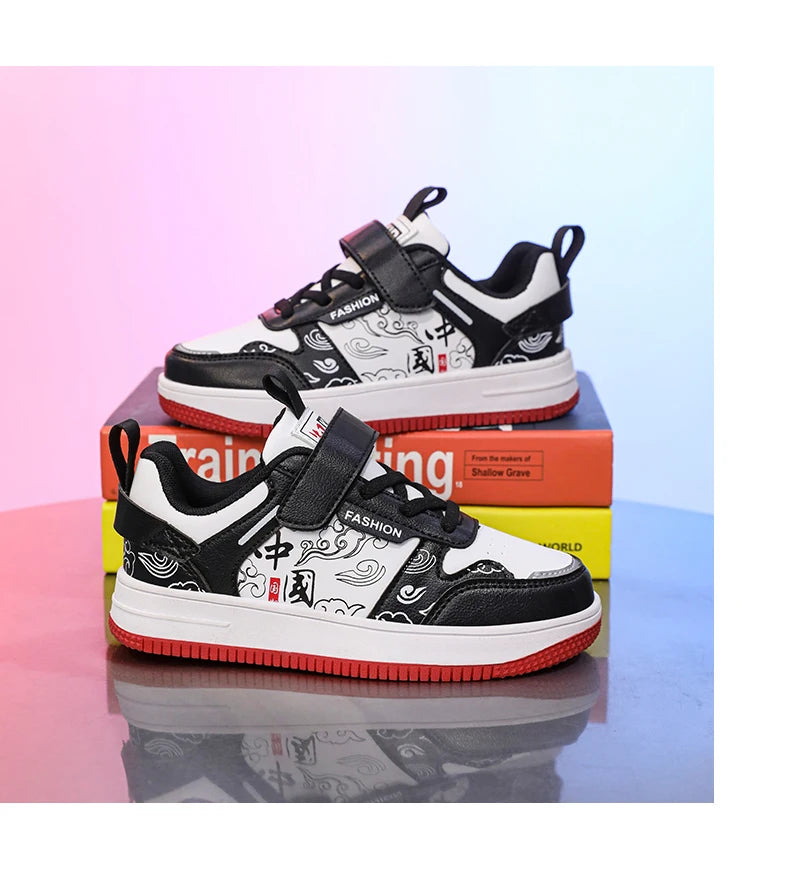 Boys classic board shoes spring children's sports shoes 2024 new primary school students Velcro non-slip casual shoes