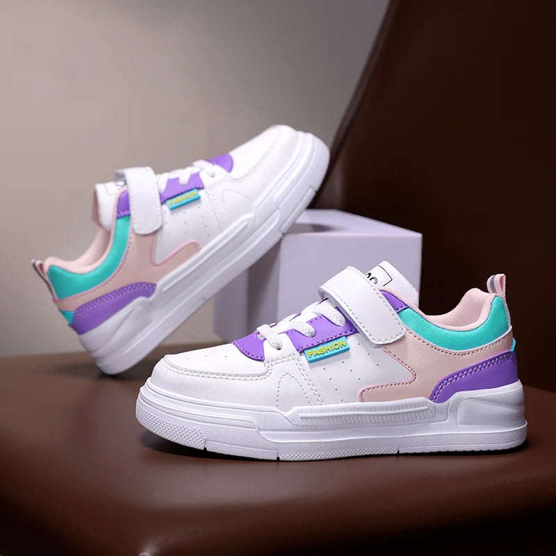 Children's sports shoes waterproof student casual shoes girls flat bottomed leather board shoes boys running shoes