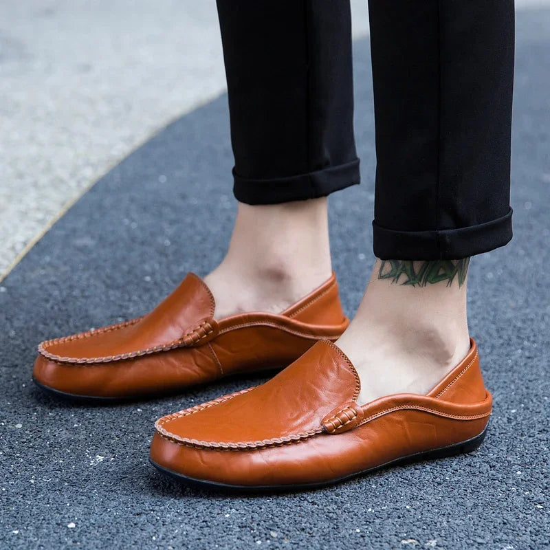 Men Shoes Casual Genuine Leather Mens Loafers Moccasins Designer Slip on Boat Shoes High Quality Chaussure Homme Plus Size 37-47