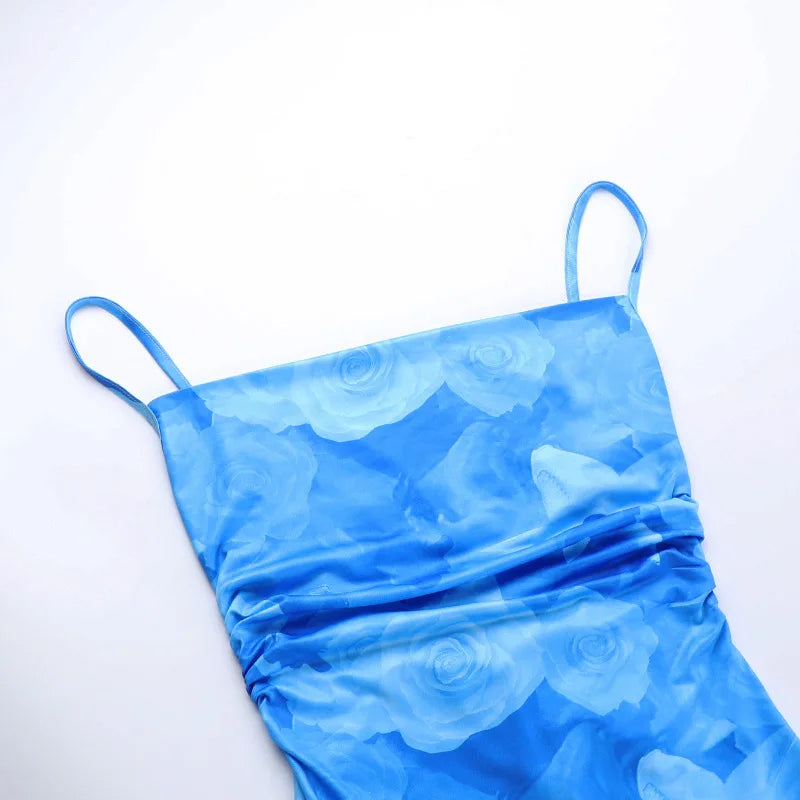 Mozision Spaghetti Strap Print Maxi Dress For Women Gown Summer New Sleeveless Backless Bodycon Club Party Long Dress Fashion