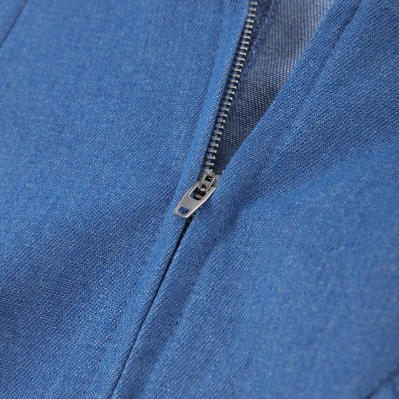 Fashion Denim Backless Dress Women's O-neck Lace Up Sleeveless High Waisted Pleated Dresses 2025 Summer New Lady Elegant Robe