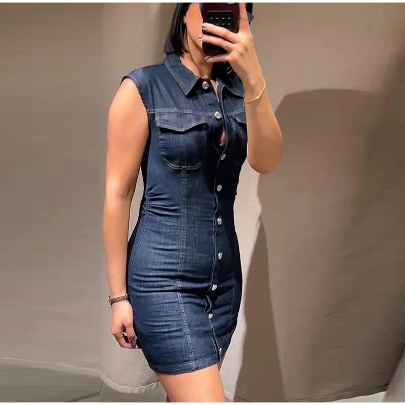 Retro Pleated Long Dresses with Sleeves Women Vintage Single-breasted Slim Female Dress 2025 Spring Summer Lady Street Vestidos