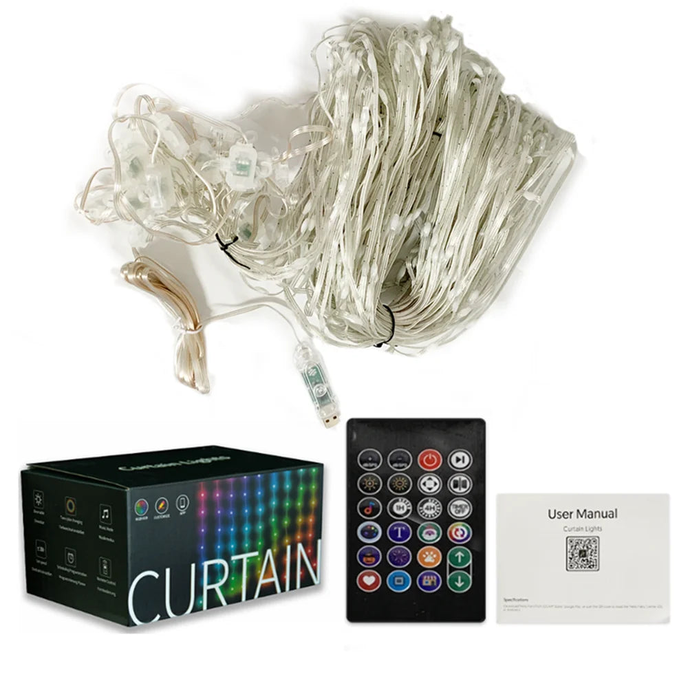 400-800 LED RGB Smart Curtain Lights with Music,App Controls and Remote,LED Party Lights for Wedding/Valentine's Day/Birthday