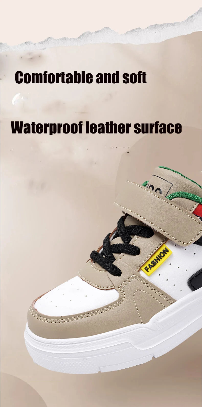 Children's sports shoes waterproof student casual shoes girls flat bottomed leather board shoes boys running shoes