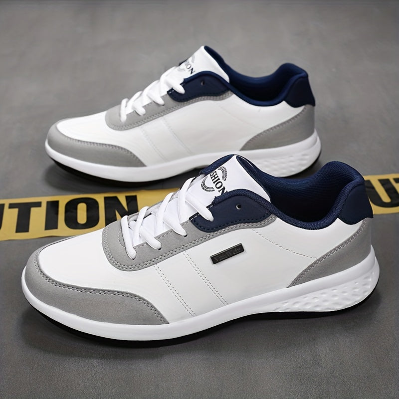 VanWeir Men'S Lightweight Running Sneakers - Navy Blue & Brown Two-Tone Design, Breathable Mesh Lining, Stability Support, MD/TPR Sole for Outdoor Training, Hiking & Casual Wear, Hiking Footwear, Modern Sneakers, Comfortable