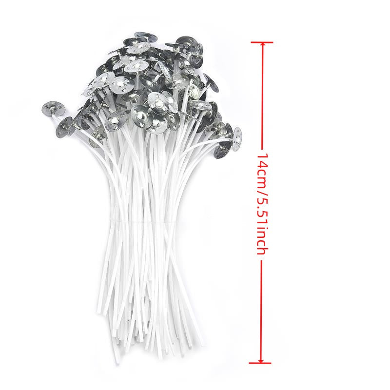 50pcs 2.6-20cm Premium Smokeless Candle Wicks - Pure Cotton Core for DIY Candle Making, Pre-Waxed, Party Supplies, Easy to Use, High-Quality, and Durable
