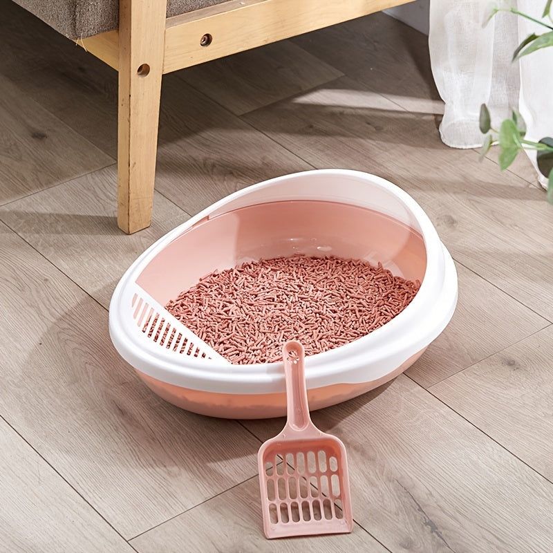 Pet Semi-Enclosed Cat Litter Box Detachable Cat Toilet with Cat Litter Shovel