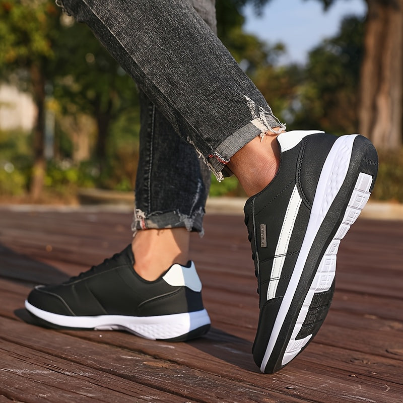 VanWeir Men'S Lightweight Running Sneakers - Navy Blue & Brown Two-Tone Design, Breathable Mesh Lining, Stability Support, MD/TPR Sole for Outdoor Training, Hiking & Casual Wear, Hiking Footwear, Modern Sneakers, Comfortable