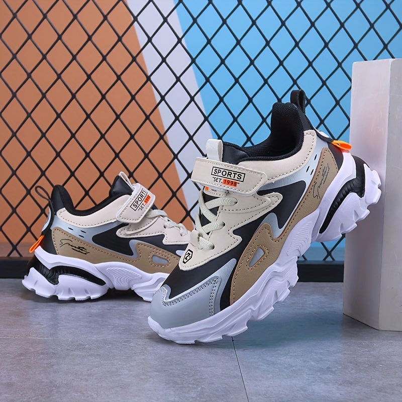 Boys Soft-soled Sneakers, Lightweight Breathable Non-slip Hook-and-loop Fastener Casual Shoes