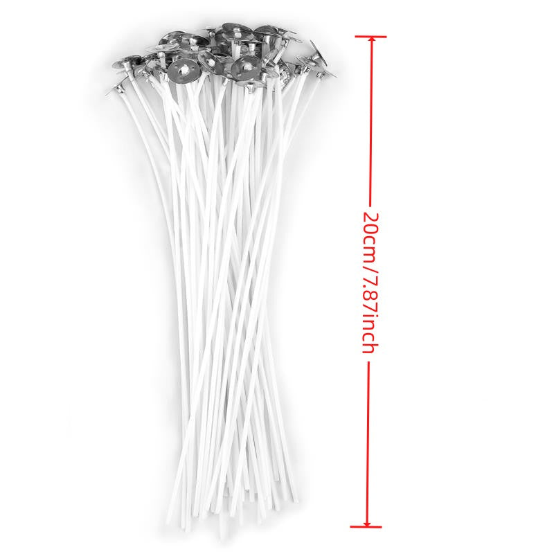 50pcs 2.6-20cm Premium Smokeless Candle Wicks - Pure Cotton Core for DIY Candle Making, Pre-Waxed, Party Supplies, Easy to Use, High-Quality, and Durable