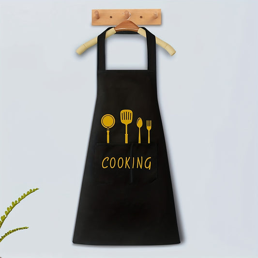 1Pc Apron, Waterproof And Oil-proof Apron With Pockets, For Coffee Bar, Restaurant, Adjustable Multipurpose Apron, 28.3in/25.5in