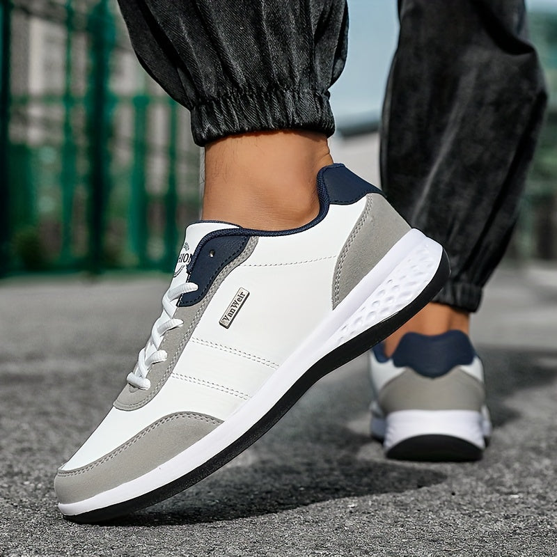 VanWeir Men'S Lightweight Running Sneakers - Navy Blue & Brown Two-Tone Design, Breathable Mesh Lining, Stability Support, MD/TPR Sole for Outdoor Training, Hiking & Casual Wear, Hiking Footwear, Modern Sneakers, Comfortable