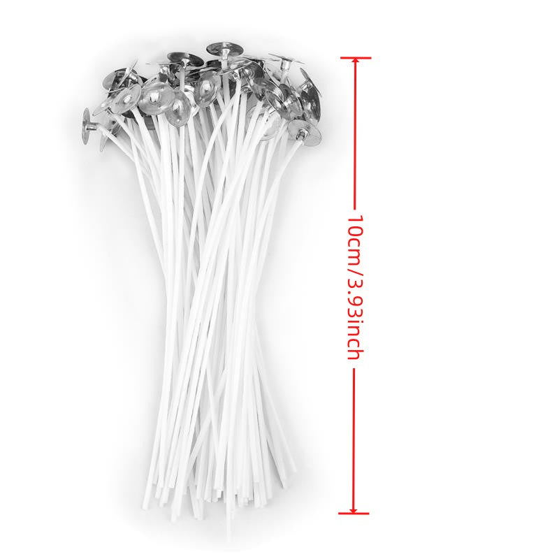 50pcs 2.6-20cm Premium Smokeless Candle Wicks - Pure Cotton Core for DIY Candle Making, Pre-Waxed, Party Supplies, Easy to Use, High-Quality, and Durable