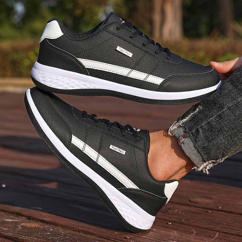 VanWeir Men'S Lightweight Running Sneakers - Navy Blue & Brown Two-Tone Design, Breathable Mesh Lining, Stability Support, MD/TPR Sole for Outdoor Training, Hiking & Casual Wear, Hiking Footwear, Modern Sneakers, Comfortable