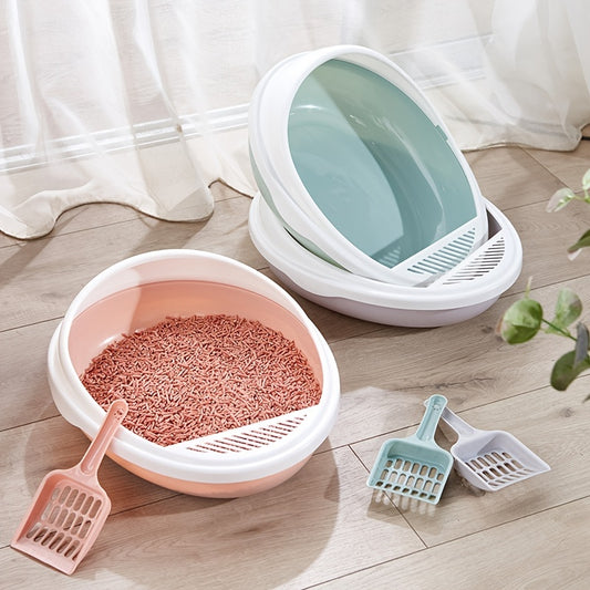 Pet Semi-Enclosed Cat Litter Box Detachable Cat Toilet with Cat Litter Shovel