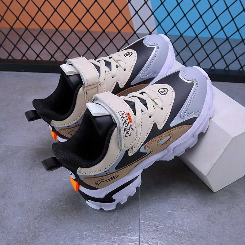 Boys Soft-soled Sneakers, Lightweight Breathable Non-slip Hook-and-loop Fastener Casual Shoes