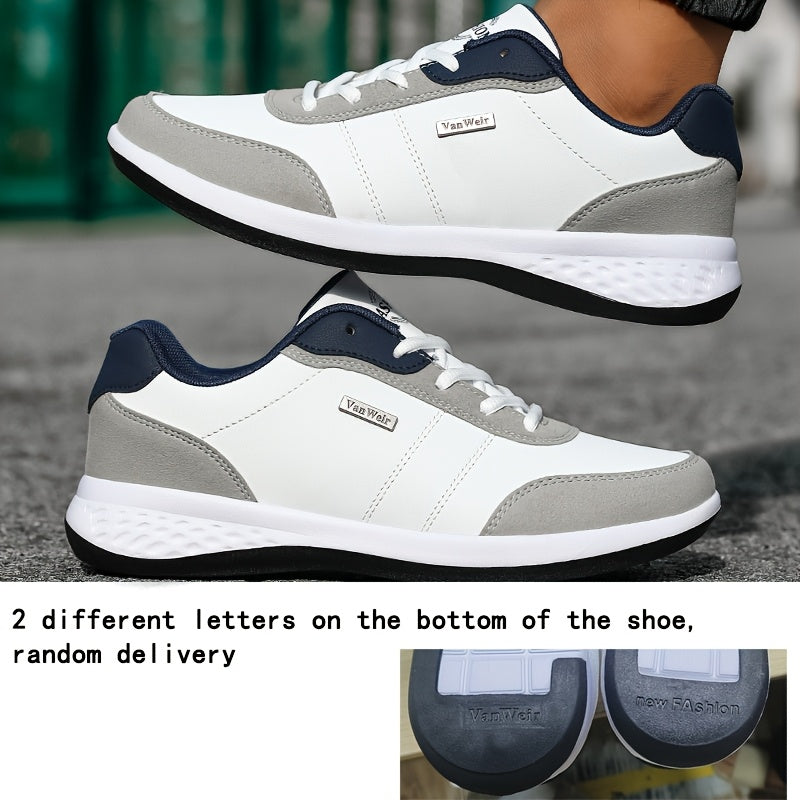 VanWeir Men'S Lightweight Running Sneakers - Navy Blue & Brown Two-Tone Design, Breathable Mesh Lining, Stability Support, MD/TPR Sole for Outdoor Training, Hiking & Casual Wear, Hiking Footwear, Modern Sneakers, Comfortable